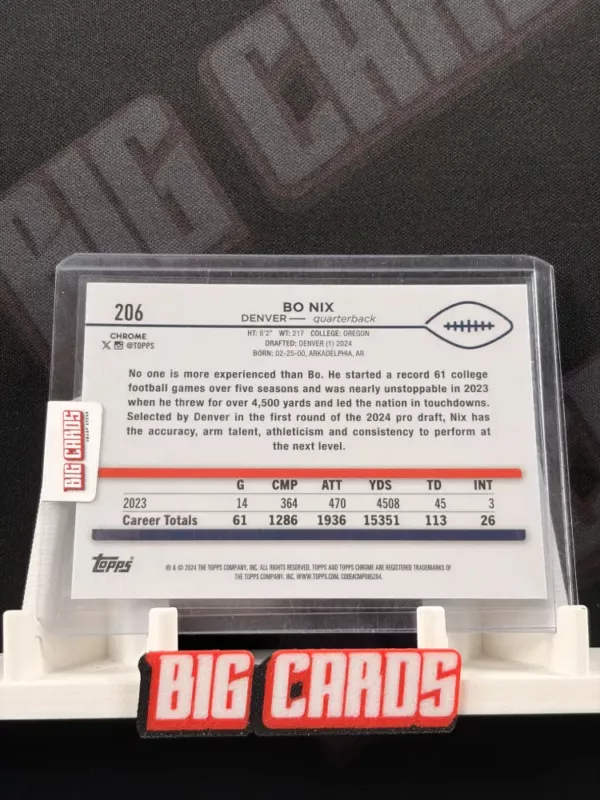 Bo Nix - Topps Chrome - obrazek 2