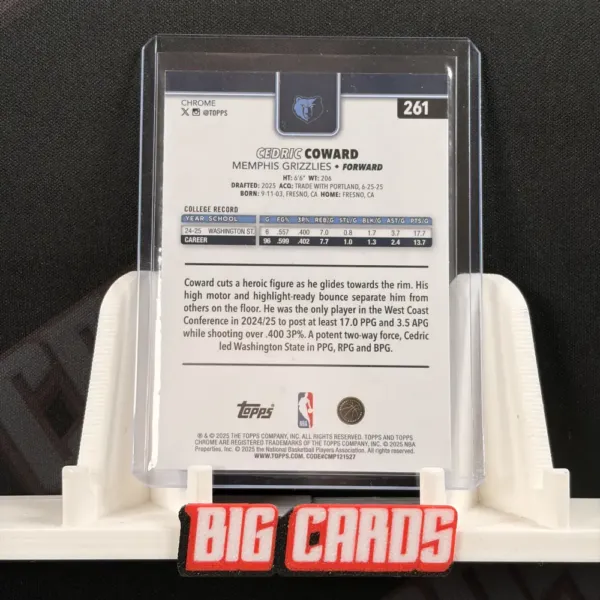 Cedric Coward - Topps Chrome Basketball 2025 - obrazek 2